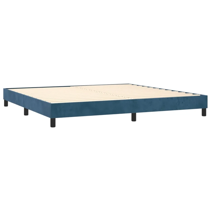 Sommier à lattes sur pieds cadre de lit 200x200 cm tissu velours bleu foncé TDL0207305