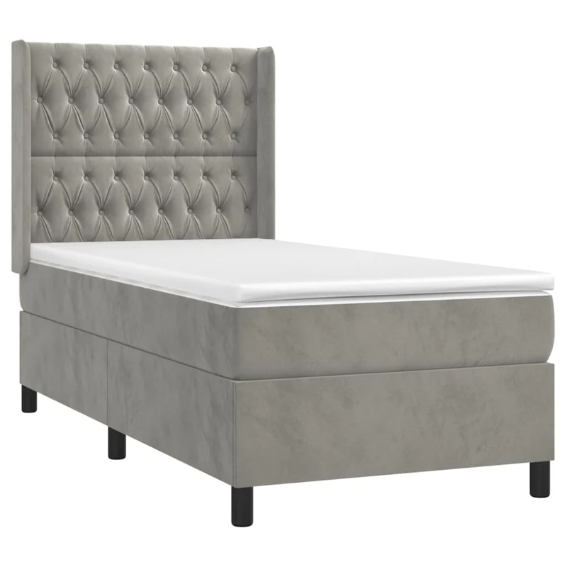Cadre de lit LED avec sommier tête de lit matelas surmatelas 100x200 cm tissu velours gris clair TDL0207917
