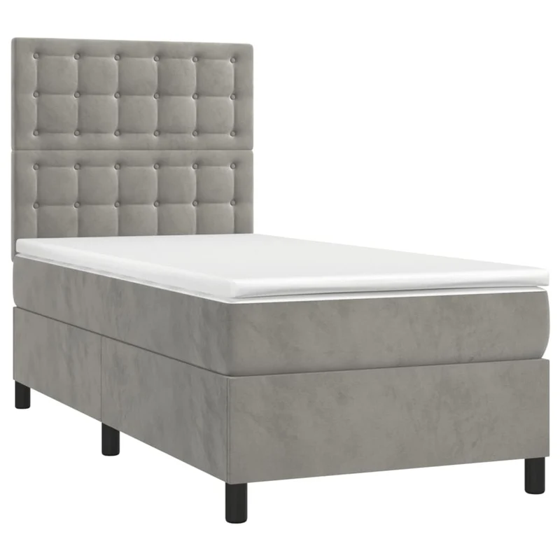Cadre de lit LED avec sommier tête de lit matelas surmatelas 100x200 cm tissu velours gris clair TDL0207918
