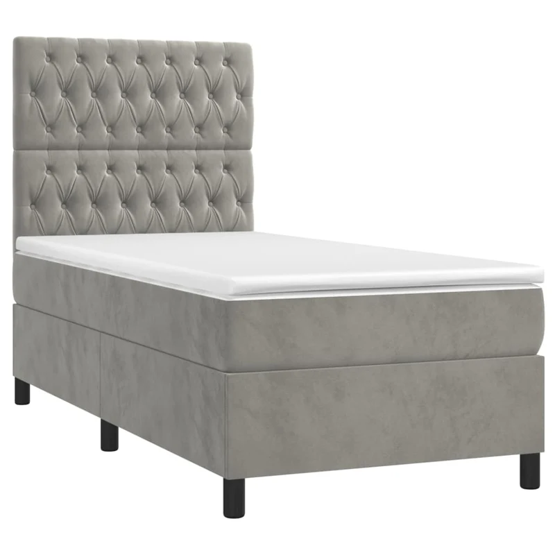 Cadre de lit LED avec sommier tête de lit matelas surmatelas 100x200 cm tissu velours gris clair TDL0207913