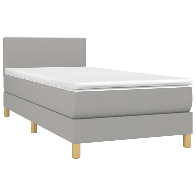 Cadre de lit LED avec sommier tête de lit matelas surmatelas 100x200 cm tissu gris clair TDL0207956