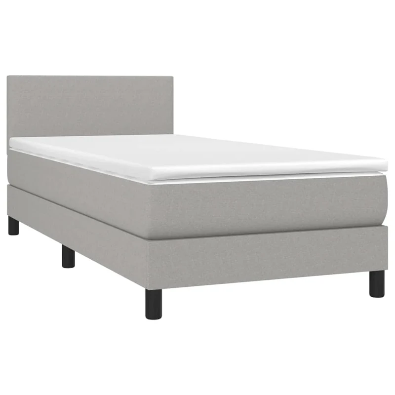 Cadre de lit LED avec sommier tête de lit matelas surmatelas 100x200 cm tissu gris clair TDL0207936