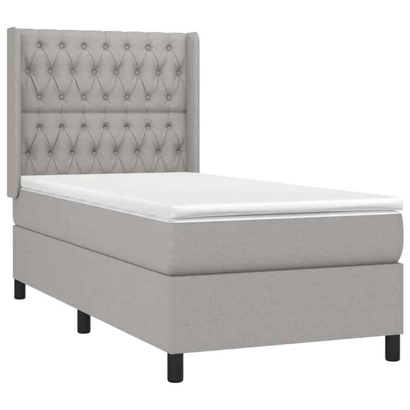 Cadre de lit LED avec sommier tête de lit matelas surmatelas 100x200 cm tissu gris clair TDL0207937