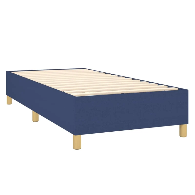 Sommier à lattes sur pieds cadre de lit 90x200 cm tissu bleu TDL0207317