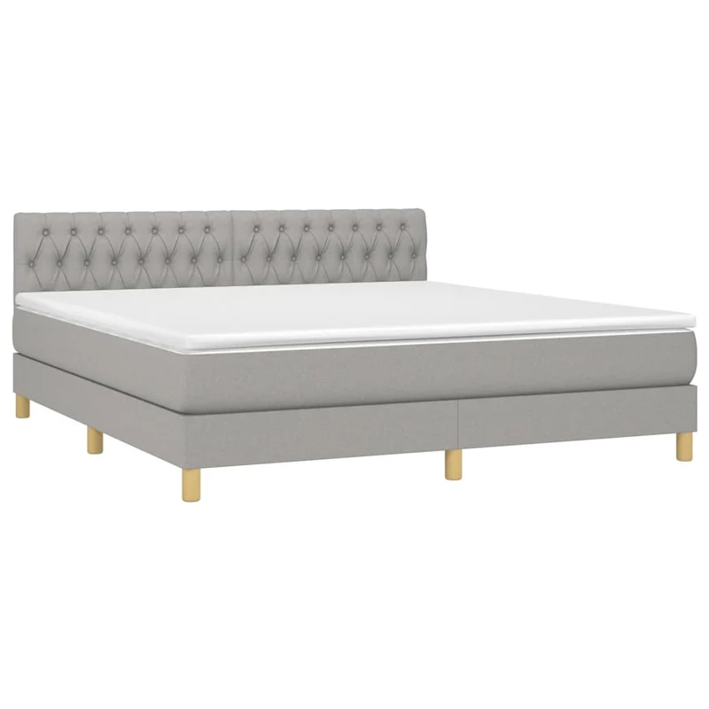 Cadre de lit LED avec sommier tête de lit matelas 180x200 cm tissu gris clair TDL0208511