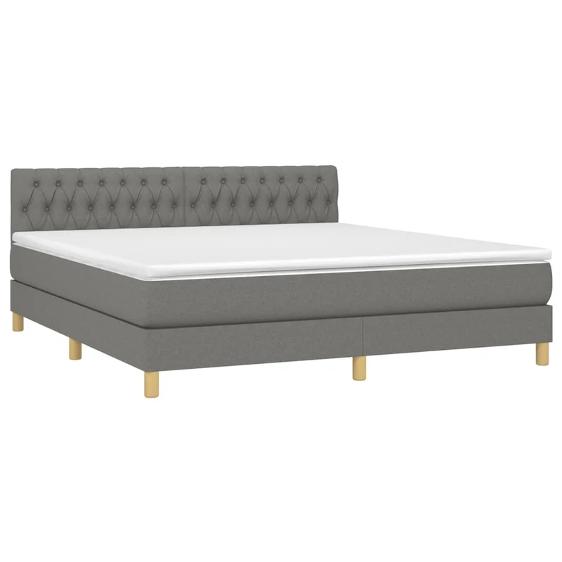 Cadre de lit LED avec sommier tête de lit matelas 180x200 cm tissu gris foncé TDL0208319