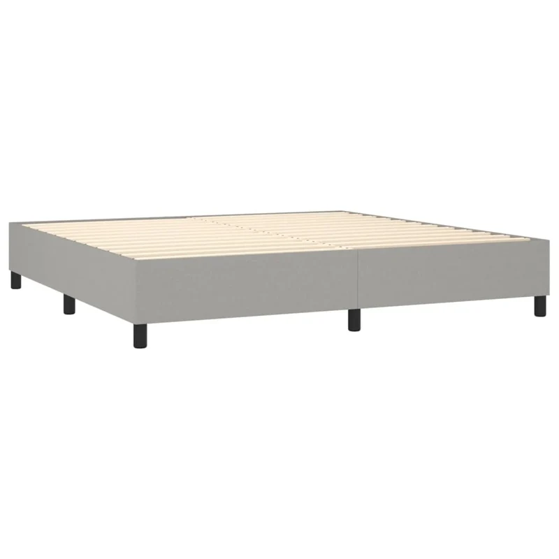 Sommier à lattes sur pieds cadre de lit 200x200 cm tissu gris clair TDL0207175