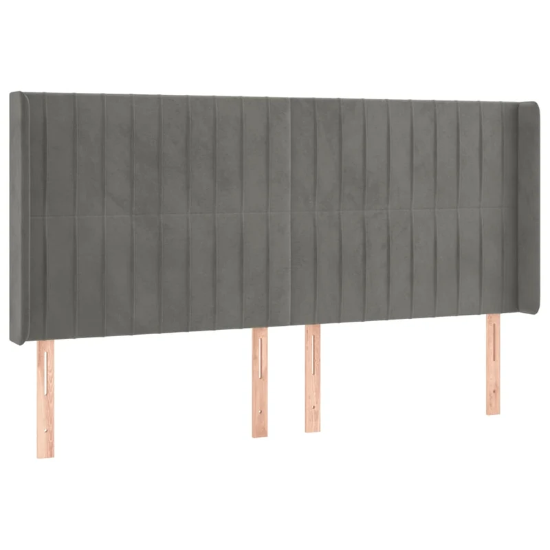 Tête de lit accessoire couchage chambre à coucher meuble à LED 203 x 16 x 118/128 cm tissu velours gris clair TDL0201298