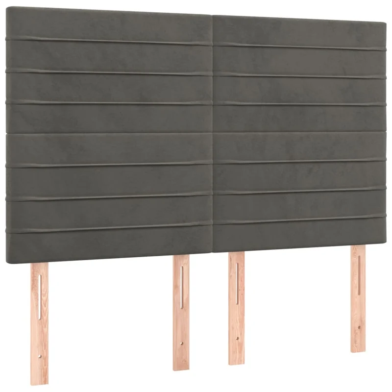Tête de lit accessoire couchage chambre à coucher meuble à LED 144 x 5 x 118/128 cm tissu velours gris foncé TDL0201158