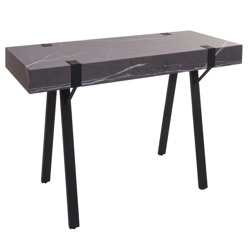 Table console table d'appoint 75x100x40 cm en fer et MDF aspect marbre gris 04_0008489