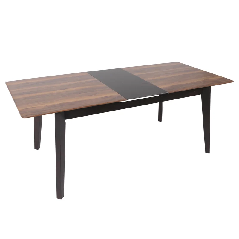 Table de salle à manger en bois et HDF 160-200 x 90 cm extensible aspect bois de sheesham pieds foncés 04_0008546