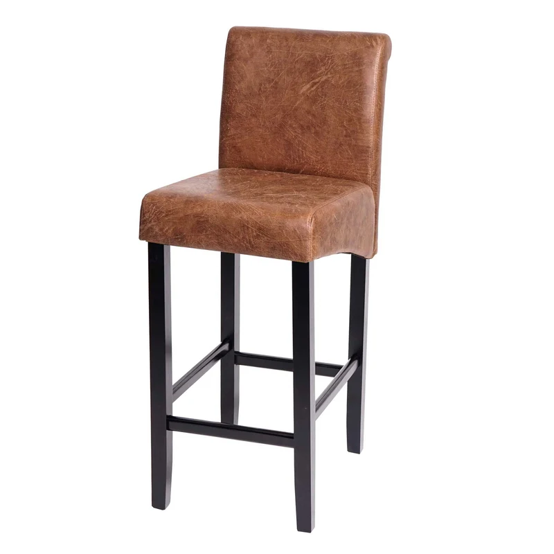 Tabouret de bar chaise de comptoir x1 en tissu imitation daim pieds en bois foncés 04_0008582