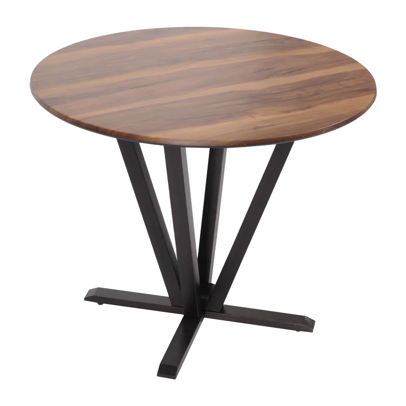 Table de bistro table à manger en bois et HPL diamètre 92 cm aspect bois de sesham 04_0008527