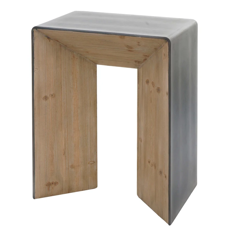 Table console table d'appoint design industriel en bois et MDF 80x60x40 cm aspect métal 04_0008492