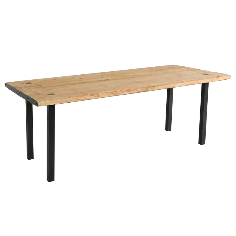 Table à manger design industriel en bois de sapin structure en fer 200 x 90 cm 04_0008564