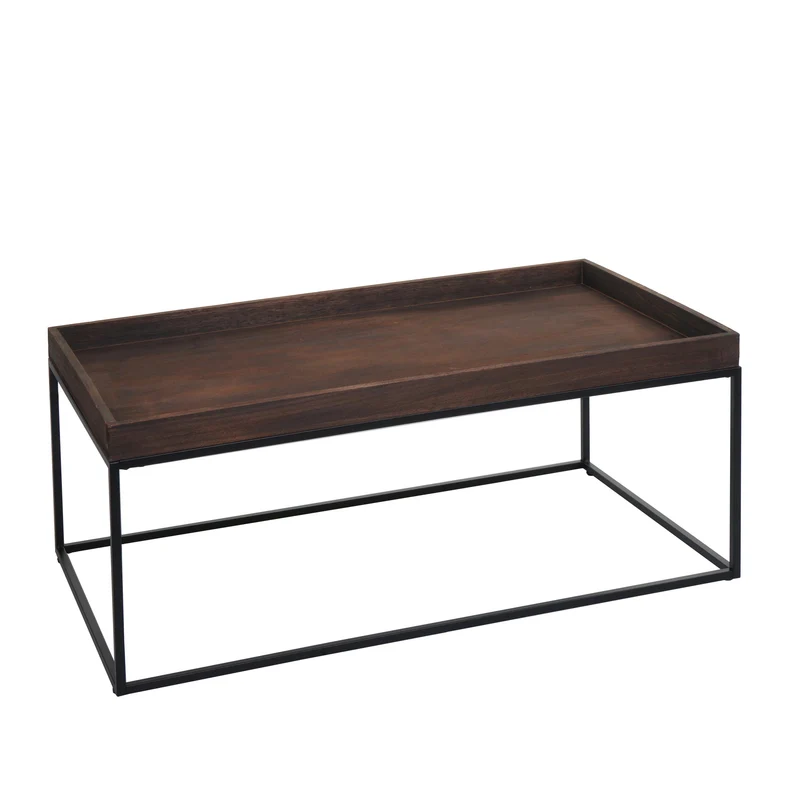 Table basse table d'appoint en bois et métal 46 x 110 x 60 cm marron foncé 04_0008434
