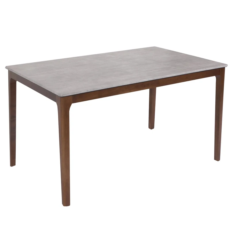 Table de salle à manger en bois et HPL 135 x 80 cm aspect béton pieds marron 04_0008544